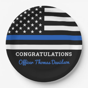 Thin Blue Line Police Party Herzlichen Glückwunsc Pappteller