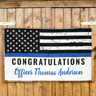 Thin Blue Line Police Retirement Herzlichen Glückw Banner