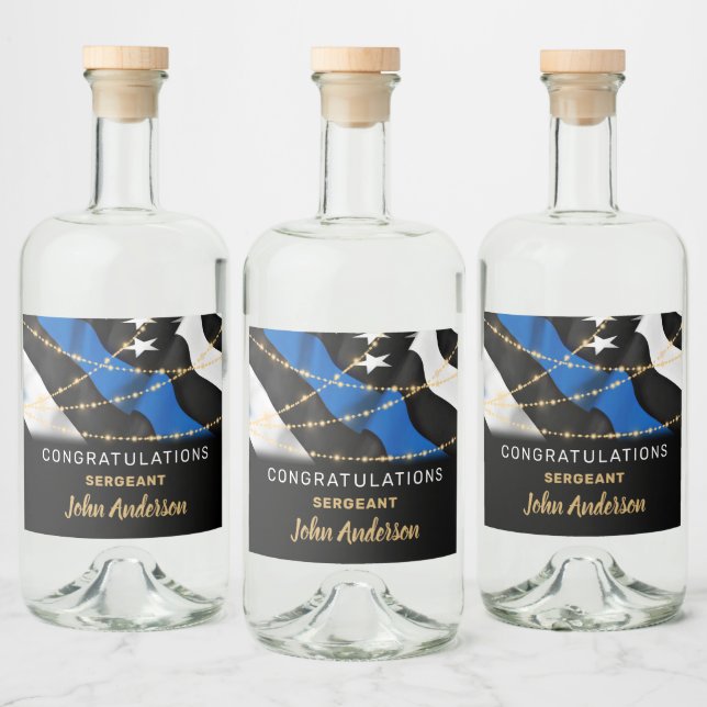 Thin Blue Line Police Retirement Party Alkoholflaschenetikett (Flaschen)