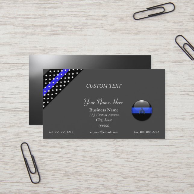 Thin Blue Line Police Sergeant Business Card Visitenkarte (Vorderseite/Rückseite Beispiel)