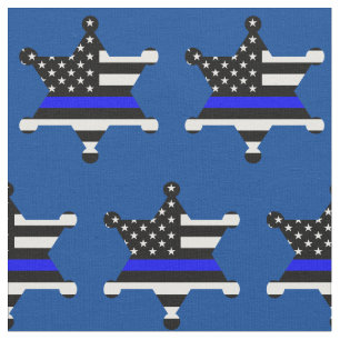 Thin Blue Line Police Sheriff Abzeichen Muster Stoff