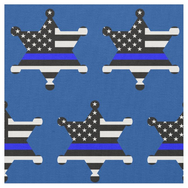 Thin Blue Line Police Sheriff Abzeichen Muster Stoff (Nahaufnahme)