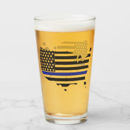 Thin Blue Line Police Support, USA Flag Patriotic Glas