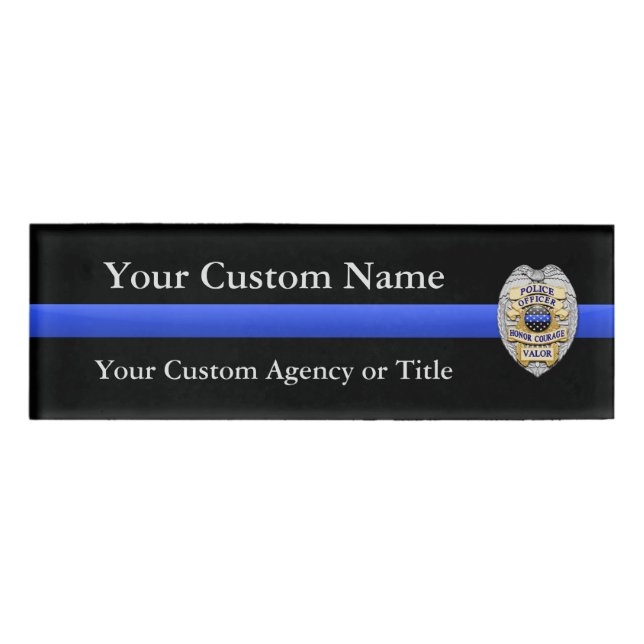 Thin Blue Line Police Virtuelle Badge Namenschild (Vorderseite)