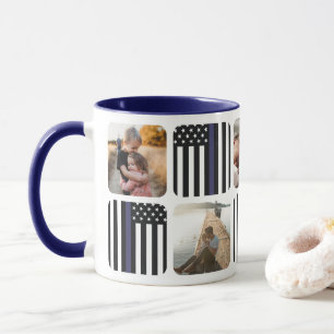 Thin Blue Line Policeman Foto Kaffee Tasse