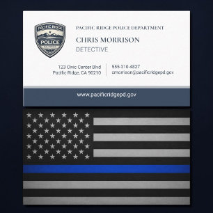 Thin Blue Line Polizei-Ermittler-Flaggen-Logo Visitenkarte