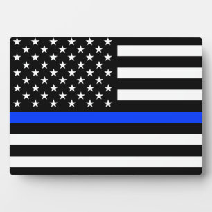 Thin Blue Line Polizei-Flagge Fotoplatte