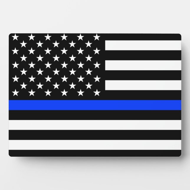Thin Blue Line Polizei-Flagge Fotoplatte (Vorderseite)