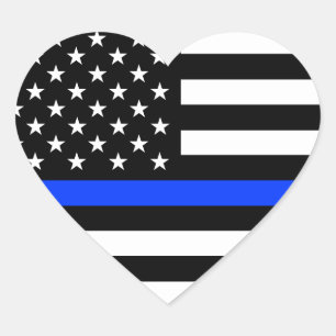 Thin Blue Line Polizei-Flagge Herz-Aufkleber