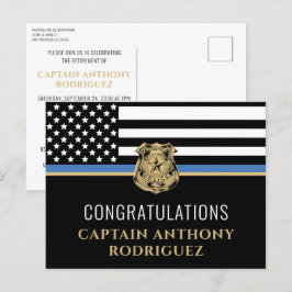 Thin Blue Line Polizei Polizeieinweisung Einladungspostkarte