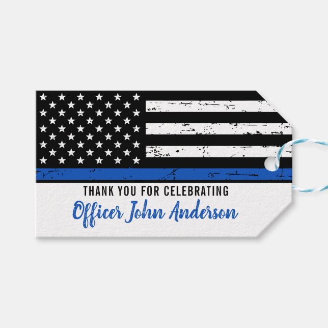 Thin Blue Line Polizei Polizeieinweisung Geschenkanhänger (Vorderseite (Horizontal))