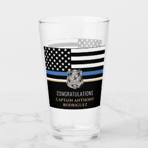 Thin Blue Line Polizei Polizeieinweisung Glas