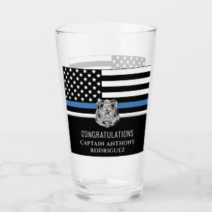 Thin Blue Line Polizei Polizeieinweisung Glas