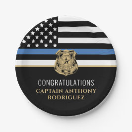 Thin Blue Line Polizei Polizeieinweisung Pappteller