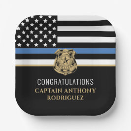 Thin Blue Line Polizei Polizeieinweisung Pappteller