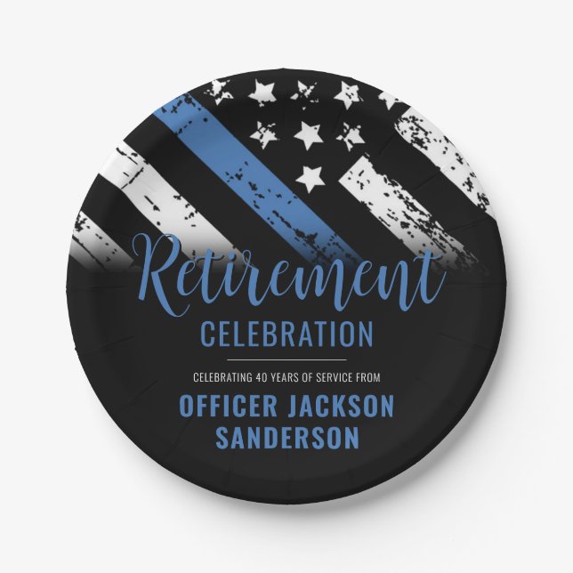 Thin Blue Line Polizei Polizeieinweisung Pappteller (Vorderseite)