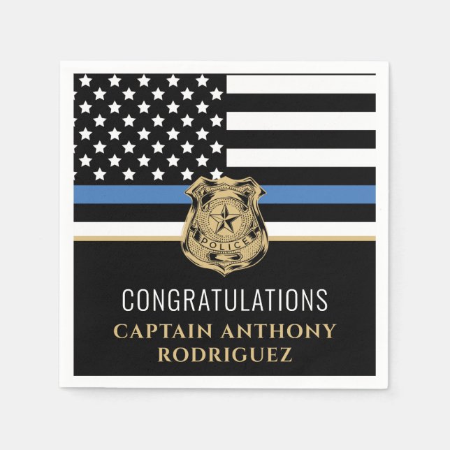 Thin Blue Line Polizei Polizeieinweisung Serviette (Vorderseite)