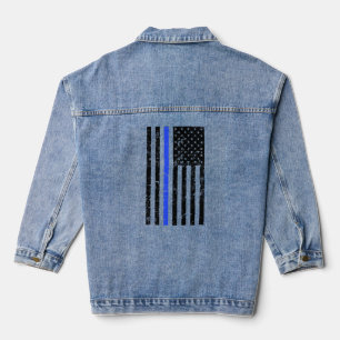 Thin Blue Line - Polizeibeamte - Not leidende Flag Jeansjacke