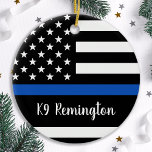 Thin Blue Line - Polizeichef - Amerikanische Flagg Keramikornament<br><div class="desc">Zeigen Sie Ihre Unterstützung und Stolz für unsere Polizei mit dieser Thin Blue Line Tote Tag - American Flag in Polizei Flag Farben ,  Not Design . Polizeiliche Mama - Geschenke der polizeilichen Ehefrau</div>