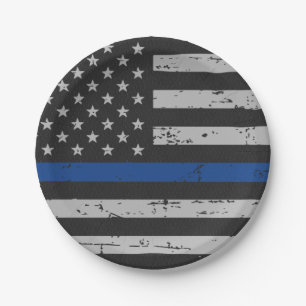 Thin Blue Line - Polizeichef - Amerikanische Flagg Pappteller