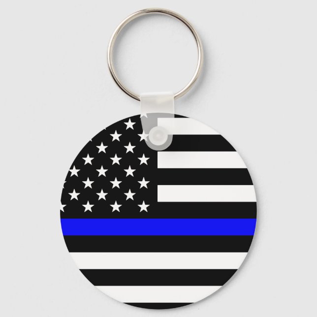 Thin Blue Line - Polizeichef - Amerikanische Flagg Schlüsselanhänger (Vorderseite)