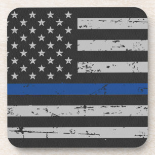Thin Blue Line - Polizeichef - Amerikanische Flagg Untersetzer