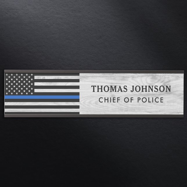 Thin Blue Line Polizeichef Rustic Wood Name Türschild (Von Creator hochgeladen)