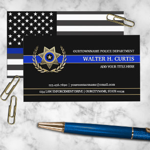 Thin Blue Line Polizeiflag Custom Visitenkarte