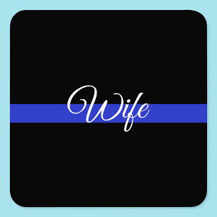 Thin Blue Line: Polizeiliche Ehefrau Quadratischer Aufkleber
