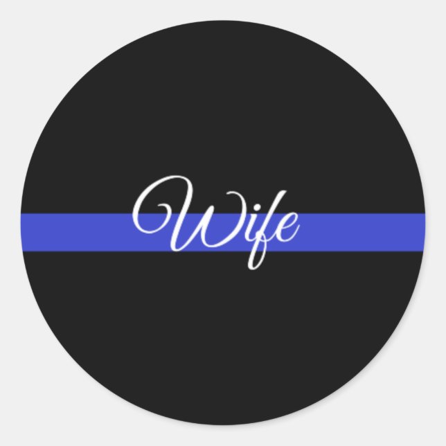 Thin Blue Line: Polizeiliche Ehefrau Runder Aufkleber (Vorderseite)
