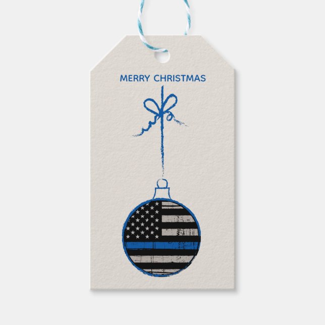 Thin Blue Line - Polizeiliche WeihnachtsVollzug Geschenkanhänger (Vorderseite)