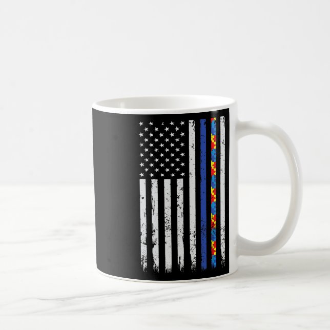 Thin Blue Line Polizeiunterstützung Autismus 4. Ju Kaffeetasse (Rechts)