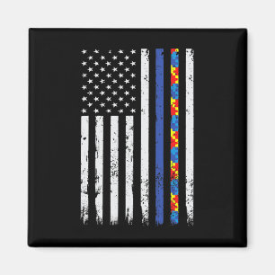Thin Blue Line Polizeiunterstützung Autismus 4. Ju Magnet