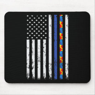 Thin Blue Line Polizeiunterstützung Autismus 4. Ju Mousepad