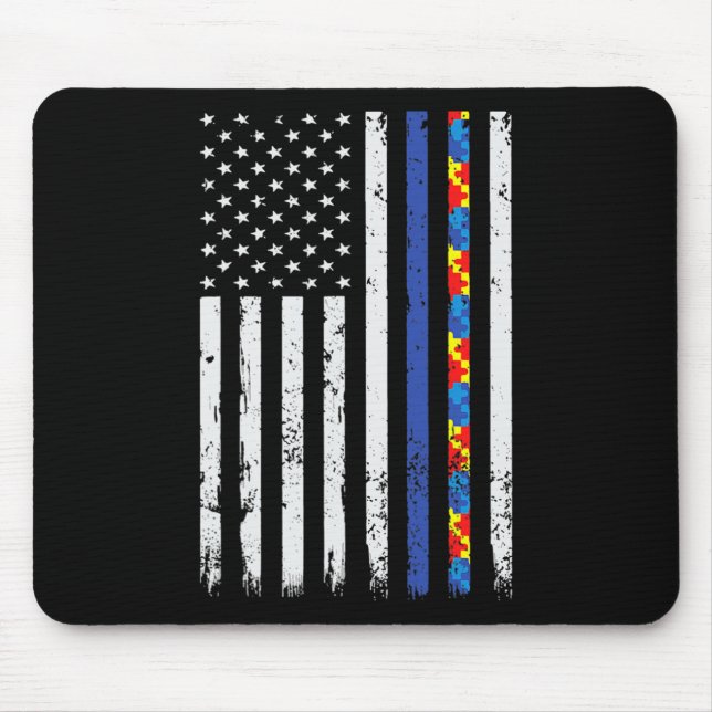 Thin Blue Line Polizeiunterstützung Autismus 4. Ju Mousepad (Vorne)