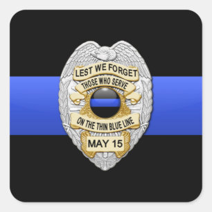 Thin Blue Line Quadratischer Aufkleber