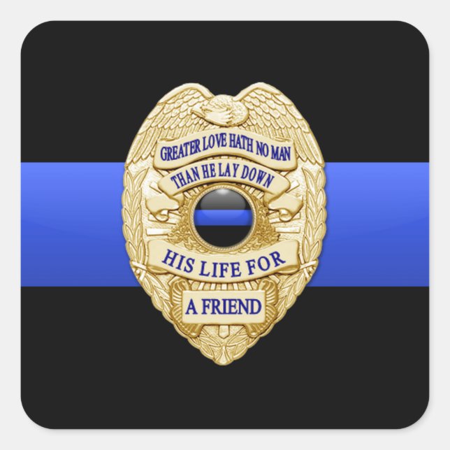 Thin Blue Line Quadratischer Aufkleber (Vorderseite)