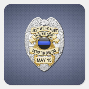 Thin Blue Line Quadratischer Aufkleber