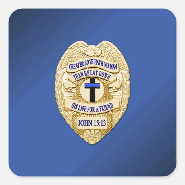 Thin Blue Line Quadratischer Aufkleber (Vorderseite)
