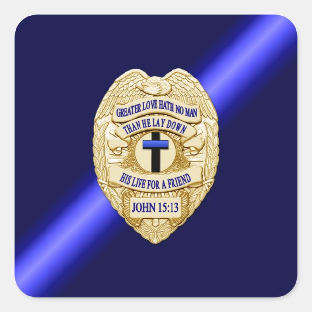 Thin Blue Line Quadratischer Aufkleber (Vorderseite)