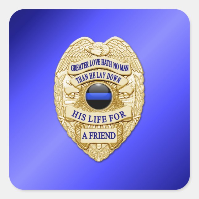 Thin Blue Line Quadratischer Aufkleber (Vorderseite)