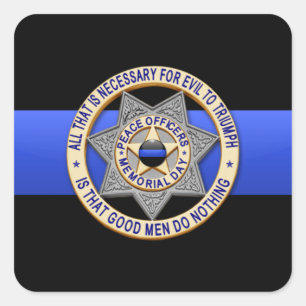 Thin Blue Line Quadratischer Aufkleber