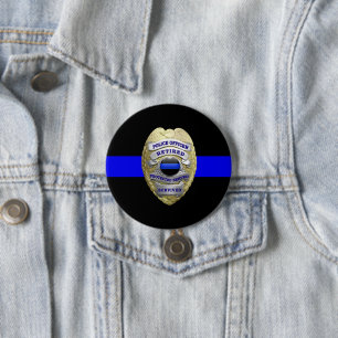 Thin Blue Line Remüde Abzeichen Medallion Schaltfl Button