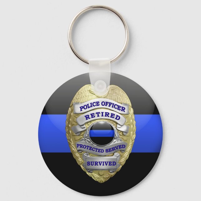 Thin Blue Line Remüde Abzeichen Schlüsselanhänger (Vorderseite)