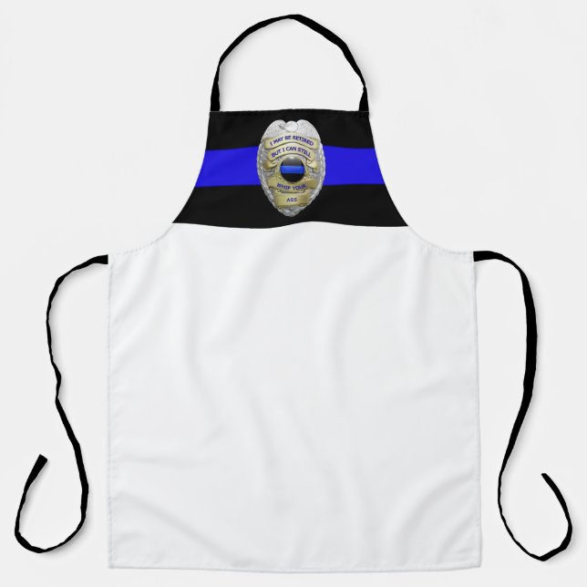 Thin Blue Line - Remüde Police Lange Schürze (Vorderseite)