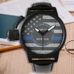 Thin Blue Line - Rentenersatzgeschenk Vielen Dank  Armbanduhr<br><div class="desc">Feiern Sie und zeigen Sie Ihre Wertschätzung zu einem herausragenden Polizeibeamten mit dieser Thin Blue Line Danke Police Watch - American Flag Design in Polizei Flag Farben , Not leidendes Design . Perfekt für Service-Auszeichnungen und Geschenke für die Polizeirezeption . Personalisieren Sie mit Namen, Jahren des Dienstes und Service Jahre....</div>