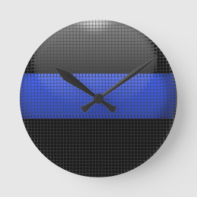 Thin Blue Line Runde Wanduhr (Vorderseite)