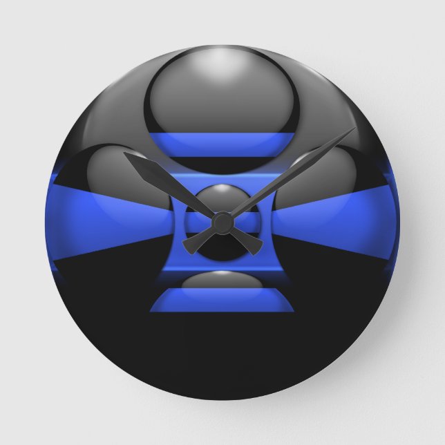 Thin Blue Line Runde Wanduhr (Vorderseite)