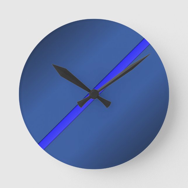Thin Blue Line Runde Wanduhr (Vorderseite)