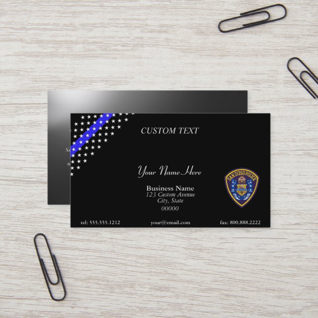 Thin Blue Line San Diego PD Business Card Visitenkarte (Vorderseite/Rückseite Beispiel)